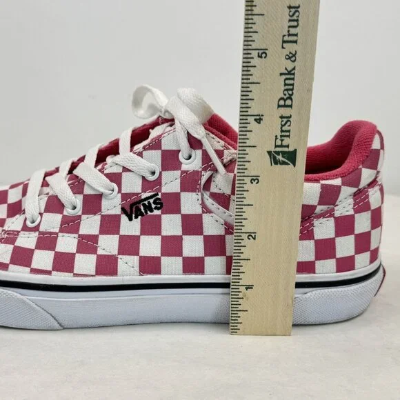 Vans Off The Wall Womens Sz 6 Low Top Sneakers Pink White Checkered Lace Up Shoe - Picture 11 of 13